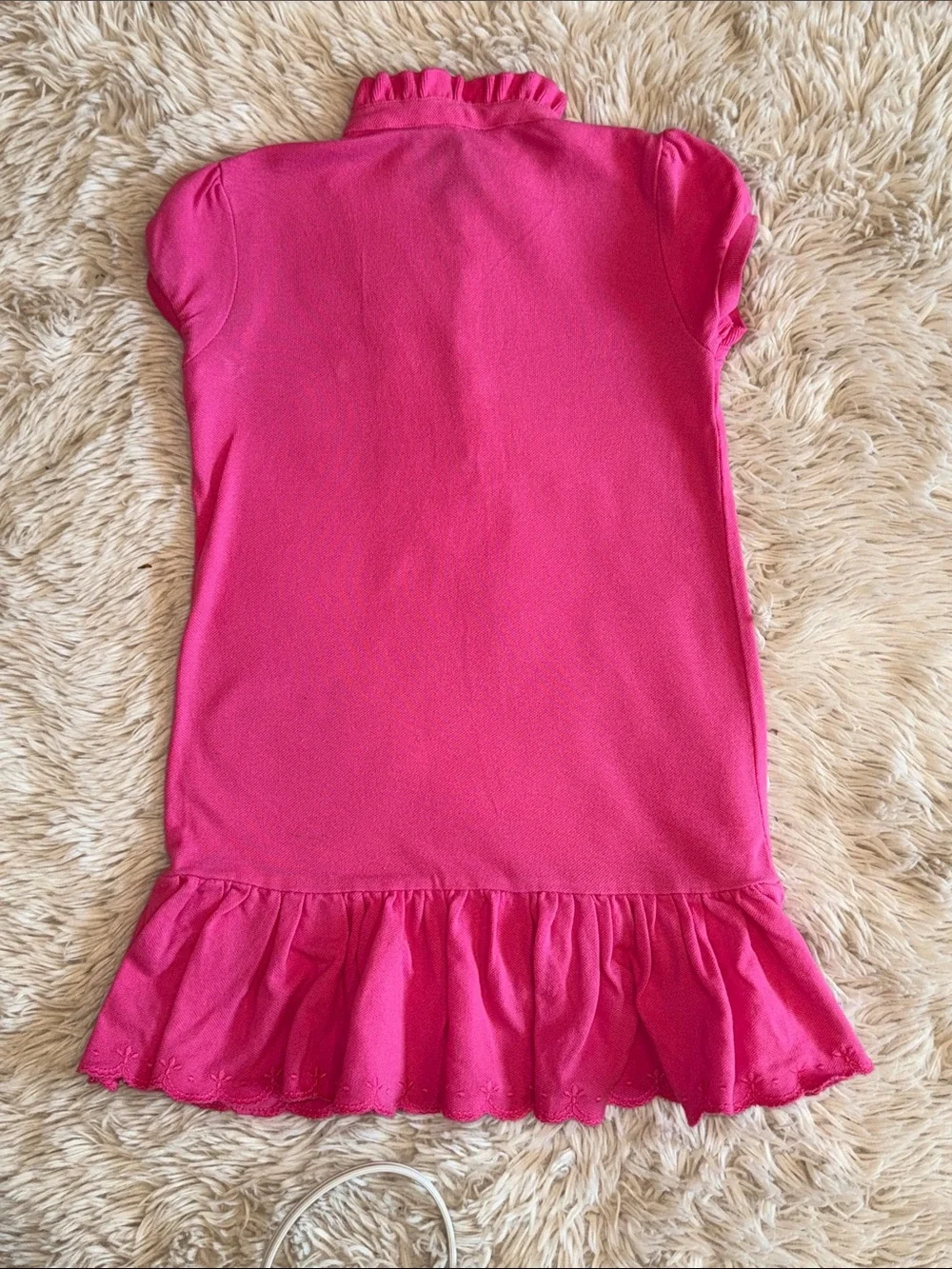 🐎 💖NWT Ralph Lauren Girls size 5 Bright Pink Polo Dress with Ruffle Hem